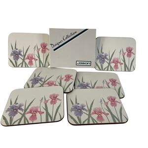 New Set of 6 Jason Coasters in Box New Zealand Flowers Iristime Design Vintage